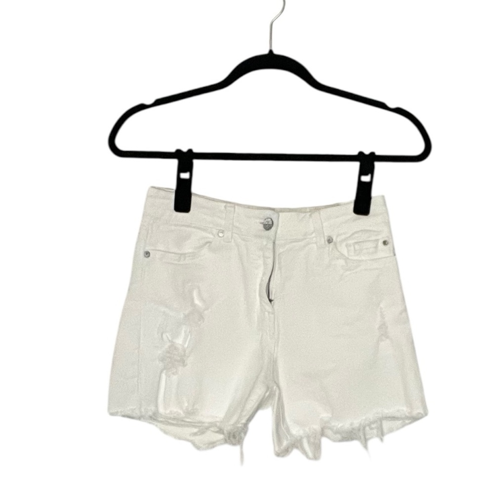 Enjean Denim Distressed Shorts Size M White